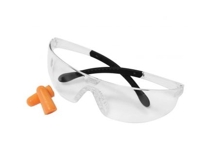 Birchwood Casey Lycus Shooting Glasses and Ear Plugs Combo, Clear Frame - 43401