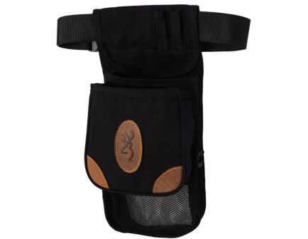 Browning Lona Deluxe Shell Pouch, Large, Smooth Black/Tan - 121388993