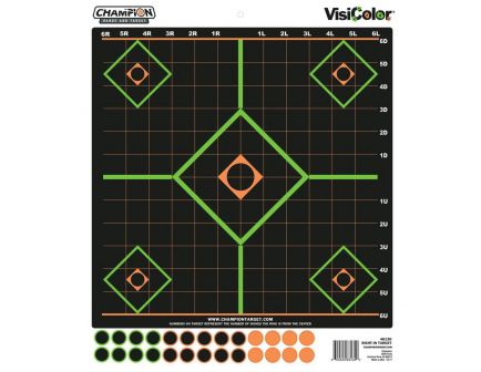 Champion VisiColor 14" x 16.5" Self-Adhesive Sight-In Target, Black/Green, 5/pack - 46130