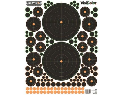 Champion VisiColor 16" x 20.5" Self-Adhesive Reactive Bullseye Target, Orange/Black, 5/pack - 46137