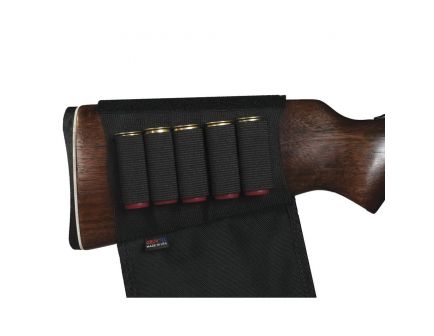 GrovTec 5 Loop Shotgun Buttstock Ammo Holder w/ Cover, Black - GTAC84