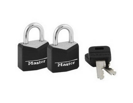 Master Lock Padlock, Black, 2/pack - 121T