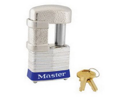 Master Lock Tumbler Padlock w/ Shrouded Shackle, Silver - 37D
