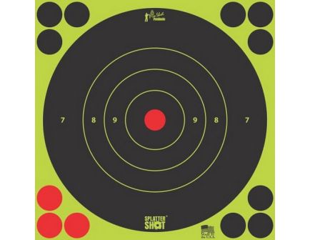 ProShot Splatter Shot 6" Self-Adhesive Peel and Stick Bullseye Target, Black/Green, 12/pack - 6B-GREEN-12PK