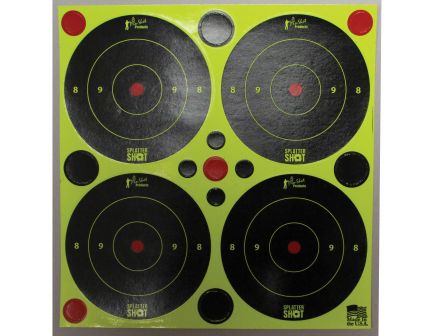 ProShot Splatter Shot 3" Self-Adhesive Peel and Stick Bullseye Target, Black/Green, 48/pack - 3B-GREEN-48