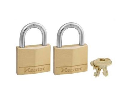 MasterLock 140 Brass Keyed Alike Locks, 2 Pack - 140T