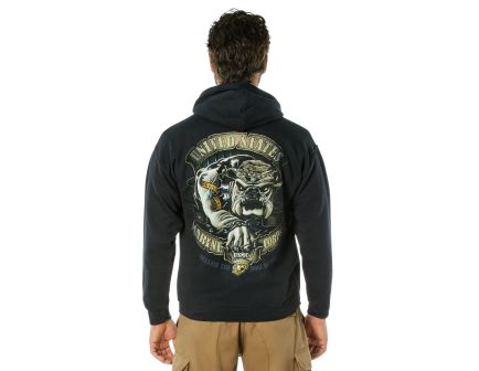 Black Ink U.S.M.C. Bulldog Hooded Pullover Sweatshirt - Medium