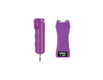 Sabre Stun Gun and Pepper Spray Package, Purple Stun Gun w/ Built-in Flashlight - S5PR-F15PR