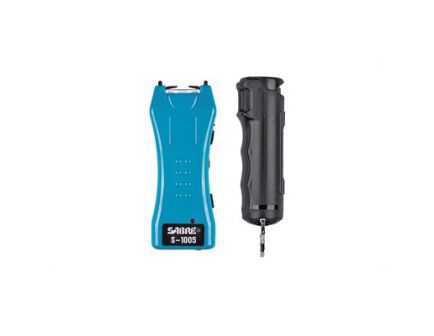 Sabre Stun Gun and Pepper Spray Package, Turqouise Stun Gun w/ Built-in Flashlight - S5TQ-F15BKOC