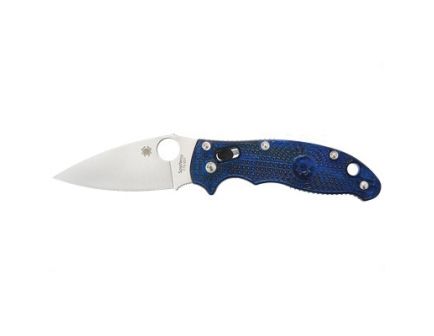 Spyderco Manix 2 3.37" Plain Drop Point Folding Knife, Translucent Blue - C101PBL2