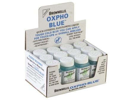 Brownells Oxpho-Blue Liquid Gun Bluing Counter Display, 4 oz Bottle Pack of 12