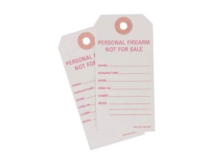 Brownells 3.81" x 1.81" BATF Personal Firearm Tag, Gray Pack of 25