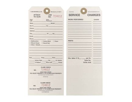 Brownells 7.75" x 3.13" Double-Stub Claim Check, Off-White Pack of 100