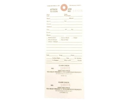 Brownells 7.75" x 3.13" Double-Stub Claim Check, Pack of 500