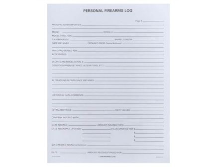 Brownells Personal Firearm Log, Pack of 25