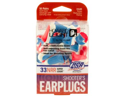 Howard Leight USA Shooters 33 dB Single Use Ear Plug, Red/White/Blue, 10 Pair/pack - R-01891