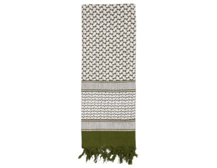 Rothco Shemagh Tactical Desert Keffiyeh Scarf - Olive Drab - White
