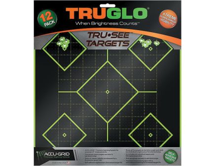 TruGlo Tru See 12" x 12" Self-Adhesive 5-Diamond Target, Fluorescent Green/Black, 12/pack - TG14A12