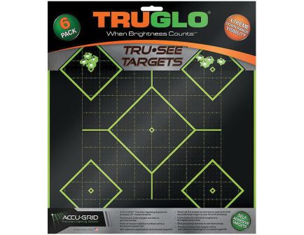 TruGlo Tru See 12" x 12" Splatter 5-Diamond Self-Adhesive Silhouette Target, Fluorescent Green/Black, 6/pack - TG14A6