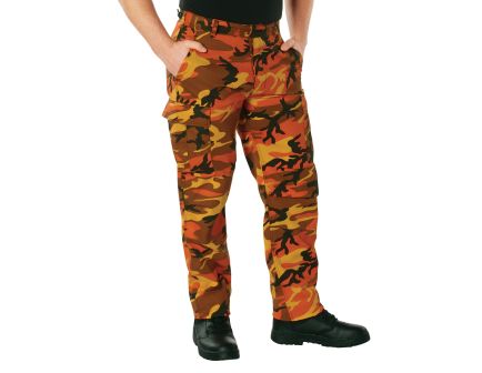 Rothco Color Camo Tactical Bdu Pants - Savage Orange Camo, X-Small