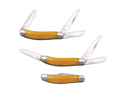 Cold Steel Gentleman's Stockman Folding Knife Clip Point/Sheepsfoot/Spey Yellow - Multi-Blade Functionality, Ideal for Everyday Carry - CS-FL-GSTKM-Y