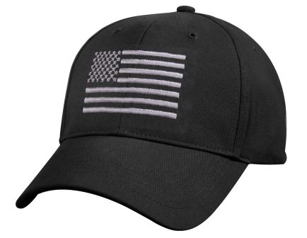 Rothco U.S. Flag Low Profile Cap - Black - Silver