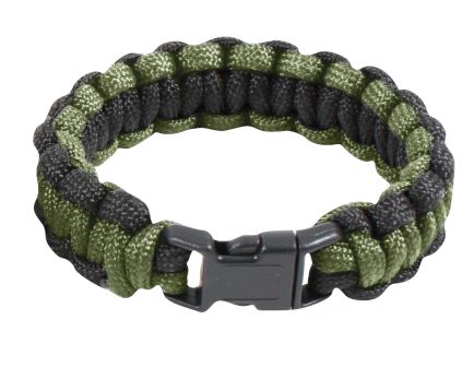 Rothco Two-Tone Paracord Bracelet - Olive Drab - Black, 9 In