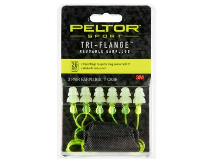 3M Peltor Sport Tri-Flange 26 dB Reusable Tri-Flange Corded Ear Plug, Yellow, 3 Pair/pack - 97317