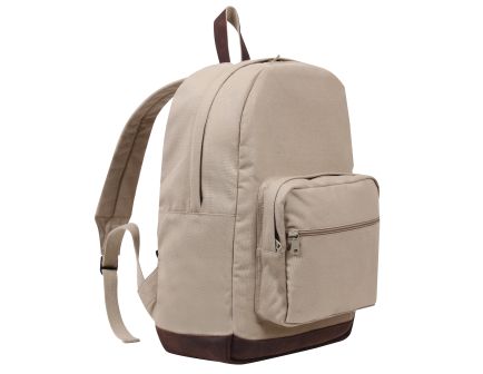 Rothco Vintage Canvas Teardrop Backpack With Leather Accents - Khaki