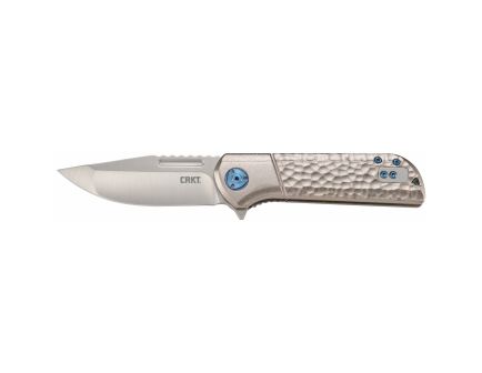 CRKT LANNY Silver Plain Drop Point 3.18" 6525 Satin 8Cr13MoV