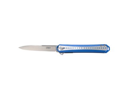CRKT Stickler Silver Plain 3.38" 6710 Satin Sandvik 12C27 Blue,