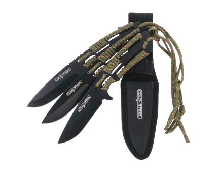 Cold Steel Throwing Knife Set 4.4" Clip Point Fixed Blade Knife, Black - CSTH44KVD3PK