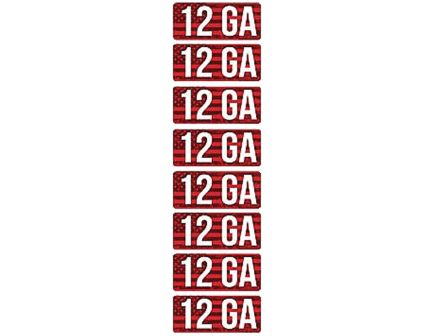 MTM Case Gard 12 Gauge 2.25" L Ammo Caliber Label, Red/White Pack of 8