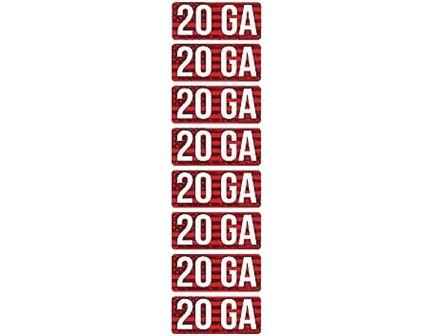 MTM Case Gard 20 Gauge 2.25" L Ammo Caliber Label, Red/White Pack of 8