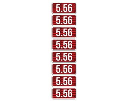MTM Case Gard 5.56x45mm 2.25" L Ammo Caliber Label, Red/White Pack of 8