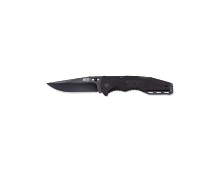 SOG Knives Salute 3.625" Clip Point Folding Knife, Black - SOGFF11CP