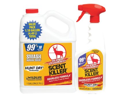 Wildlife Research Super Charged Scent Killer Gallon Combo, 24 fl oz/1 gal Field Spray Bottle/Refill