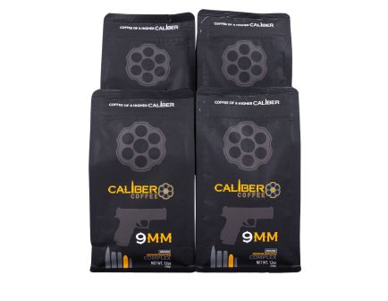 Caliber Coffee 9mm Medium Roast, 12oz bag, Ground, 3lbs Bundle (4 bags)