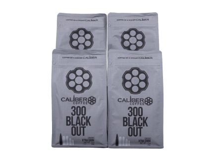 Caliber Coffee 300 Black Out Extra Dark Roast, 12oz bag, Ground, 3lbs Bundle (4 bags)