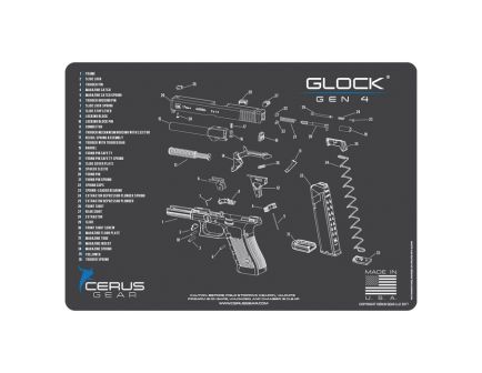 Cerus Gear ProMat 12" x 17" x 3 mm Schematic Mat for Glock Gen 4 G17/G19, Charcoal Gray/Cerus Blue