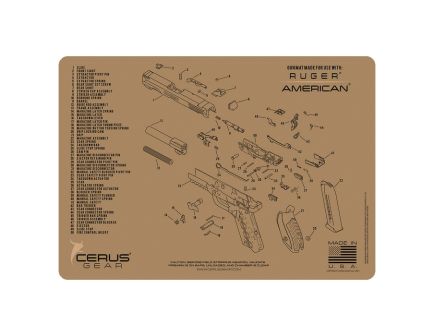 Cerus Gear ProMat 12" x 17" x 3 mm Schematic Mat for Ruger American Duty, Coyote Tan