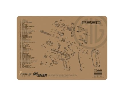 Cerus Gear ProMat 12" x 17" x 3 mm Schematic Mat for Sig P220 Elite Full-Size, Coyote Tan
