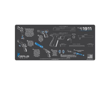 Cerus Gear ProMat 12" x 27" x 3 mm Instructional Mat for Springfield 1911, Charcoal Gray/Cerus Blue