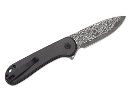 CIVIVI Elementum II Twill Carbon Fiber Overlay On Black G10 Handle Damascus Blade C18062PB-DS1