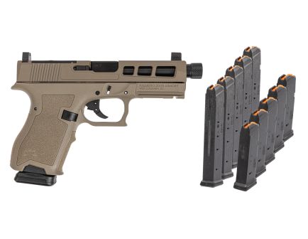 PSA Dagger Compact SW1 RMR Pistol, Threaded Barrel w/ 5 15rd & 5 27rd Mags, FDE