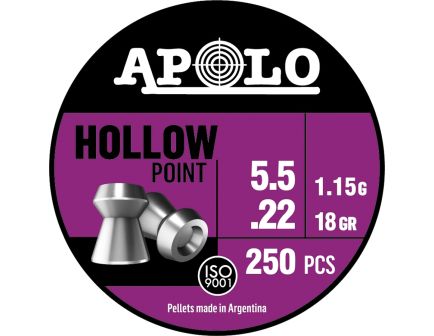 Hatsan USA Apolo Hollow Point .22 Cal HP Airgun Rifle Pellet, 18 gr 250rds