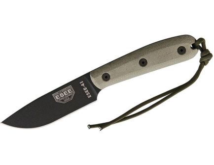 Esee Knives ESEE-4, Plain Edge With Modified Handle, Brown Leather Sheath