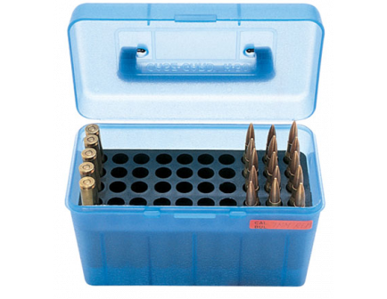 MTM Deluxe FlipTop Ammo Box 223-Blue-50rd-H50-RS-24