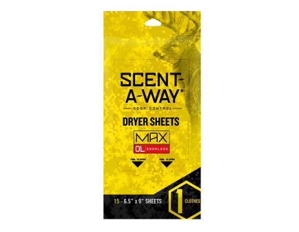Hunter's Specialties Scent-A-Way Max Odorless Dryer Sheets | 15 Pack