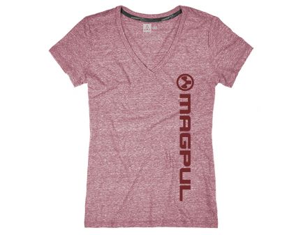 Magpul Vert Logo Megablend V Neck T Shirt Women's XL, Burgundy Heather